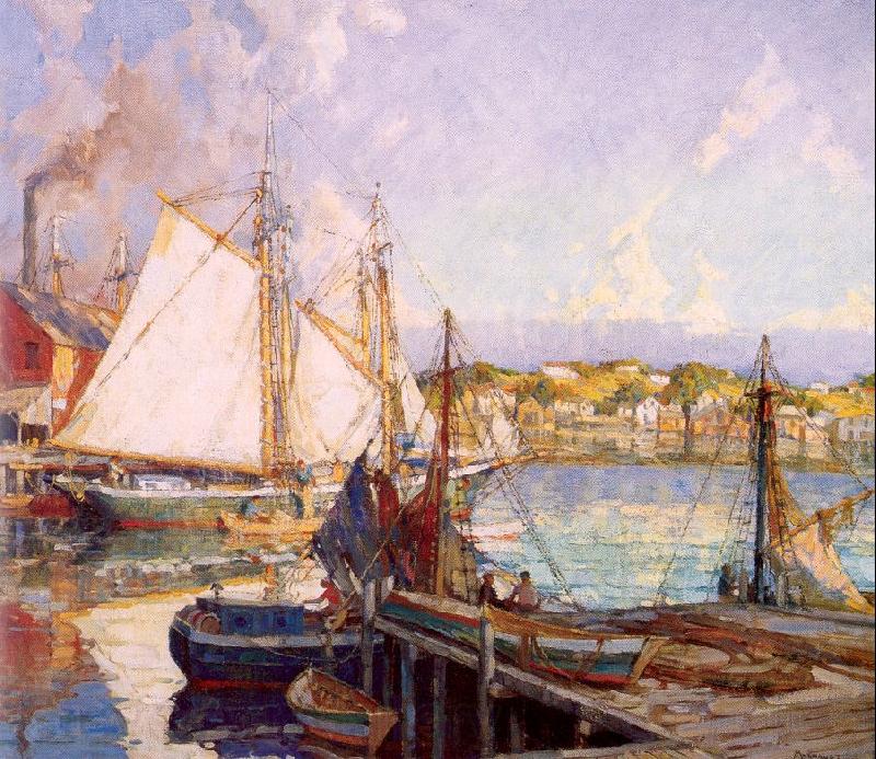 Mulhaupt, Frederick John Summer, Gloucester Harbor Norge oil painting art
